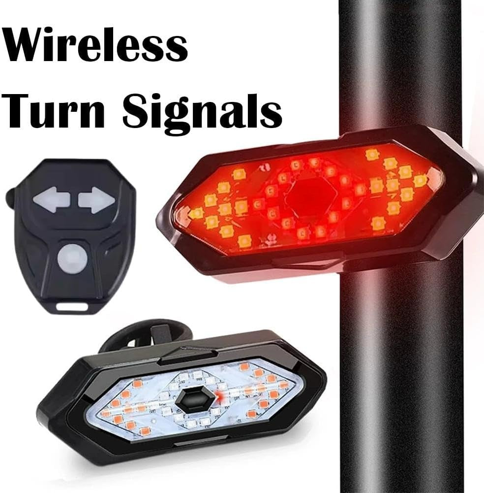 Wireless Bicycle Tail Light with Remote Turn Signal - Waterproof LED Cycling Rear Lamp