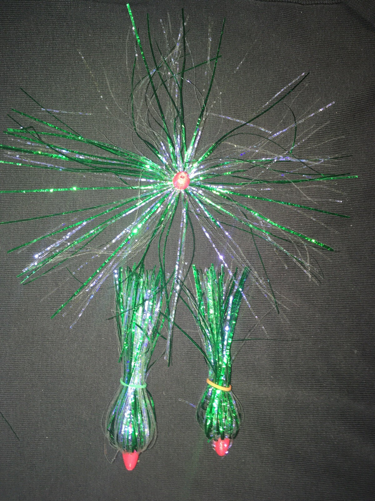 Salmon Trolling Flies Pack of 3 Unrigged 4-Inch Pickled Green Crinkle