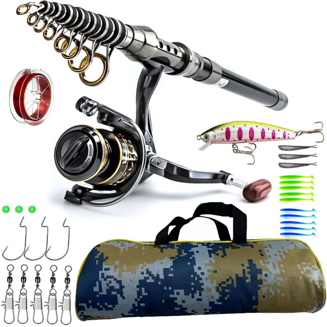 Telescopic Fishing Rod Sea Saltwater Spinning Pole Reel Combo 100M Line Full Kit