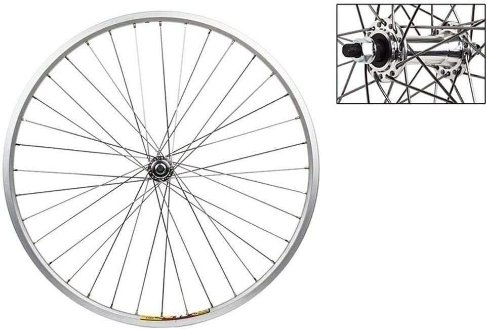 26x1.5 Inch Bicycle Front Wheel - Silver Alloy Rim & Bolt-On Hub