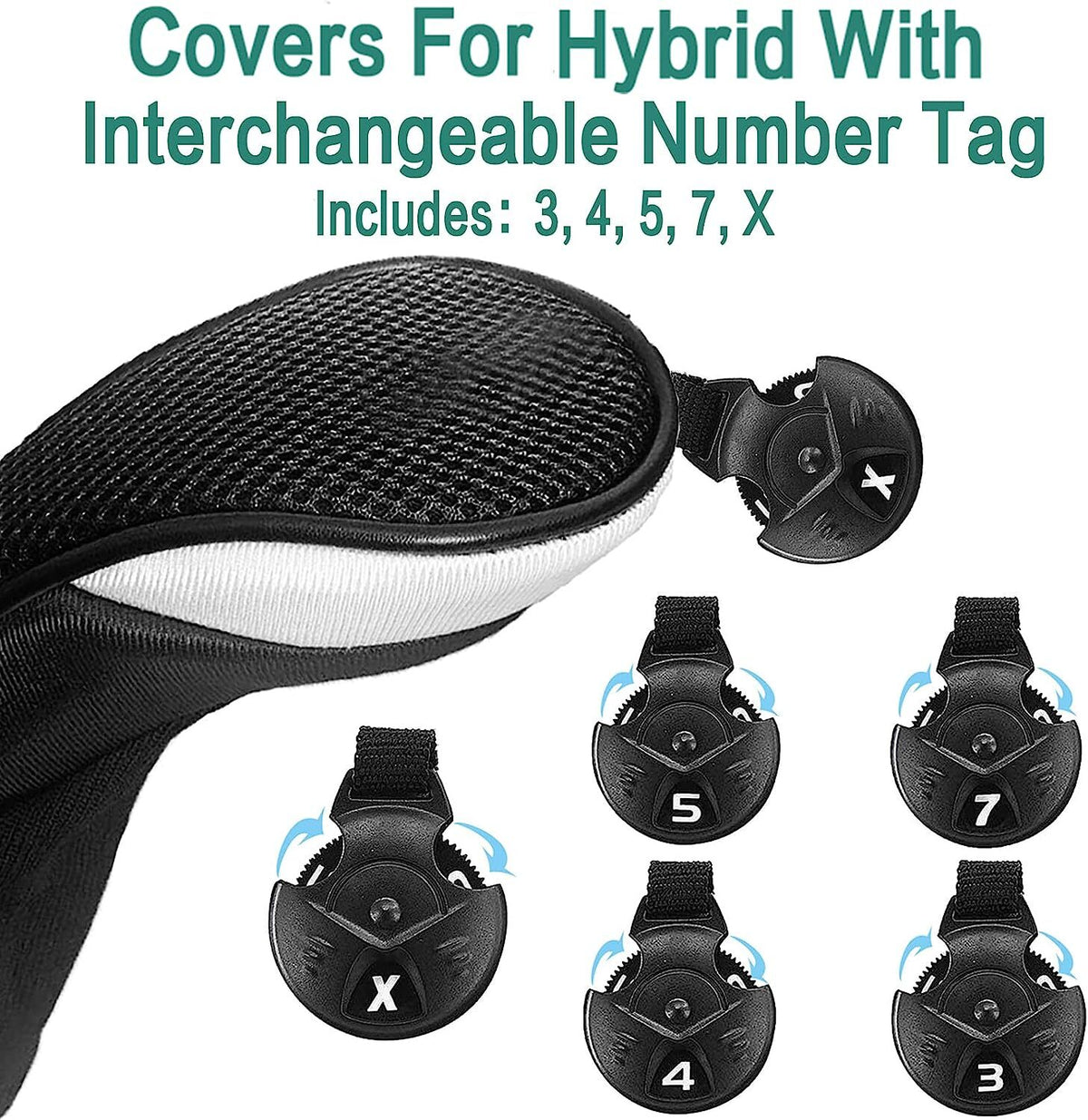 Golf Hybrid Head Cover Set 3 Interchangeable No Tag Finger Ten