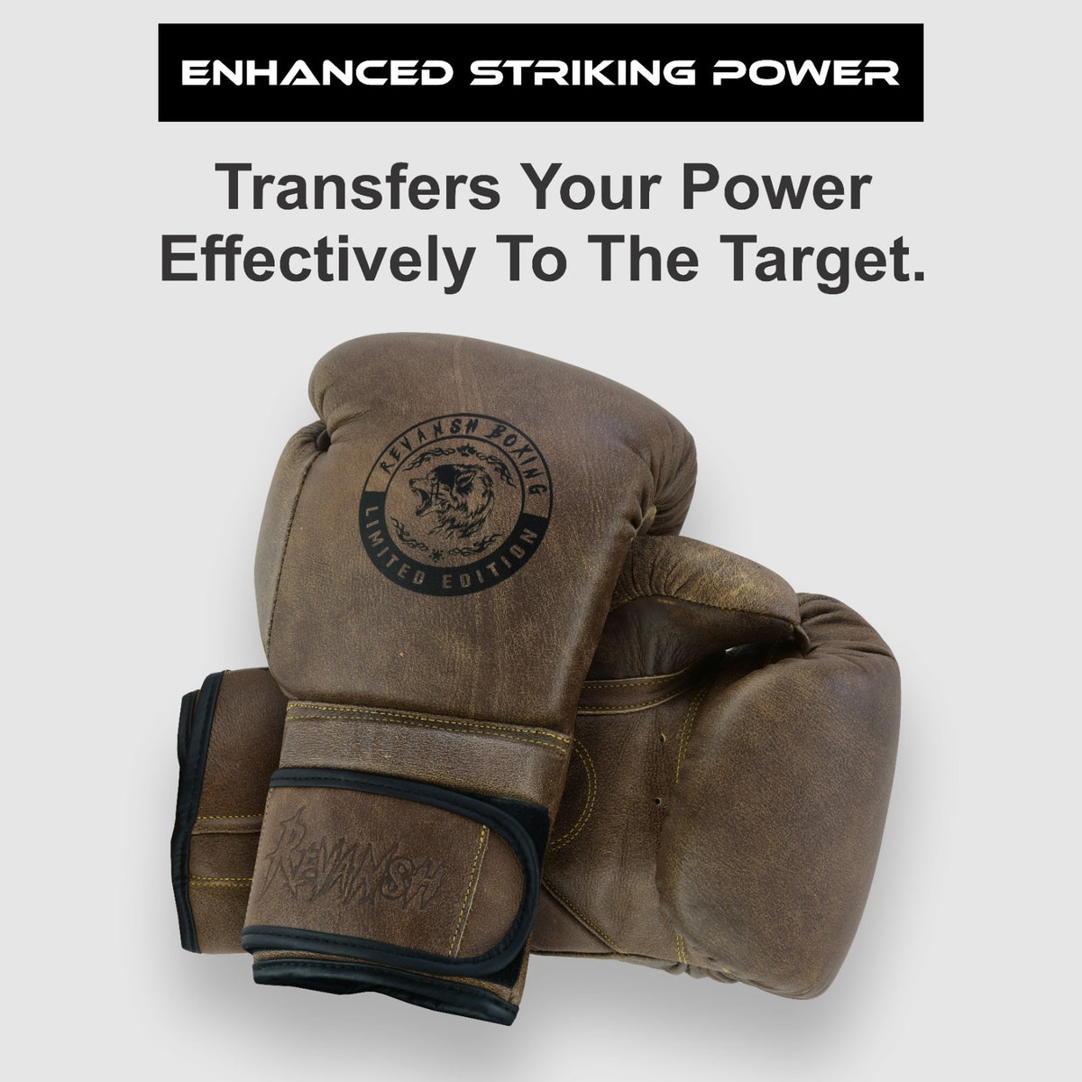 Brown Cowhide Leather Boxing Gloves for MMA Training & Sparring