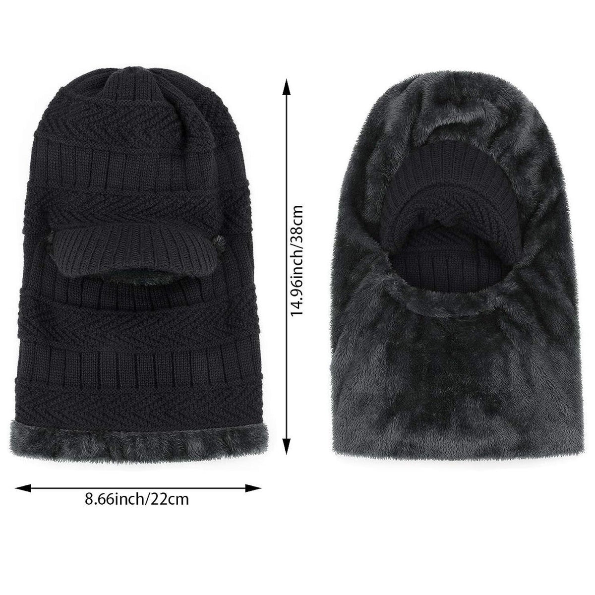 Winter Knitted Face Mask & Hat Set for Cycling Ski Warmth Men Women