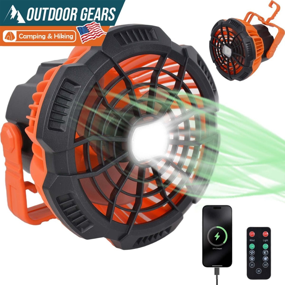 Portable Tent Light LED Fan Combo for Camping Hiking Outdoor