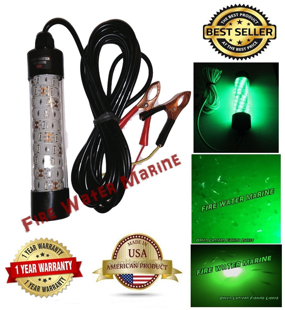 12V Underwater LED Fishing Light for Night Crappie & Marine Use - Multiple Colors