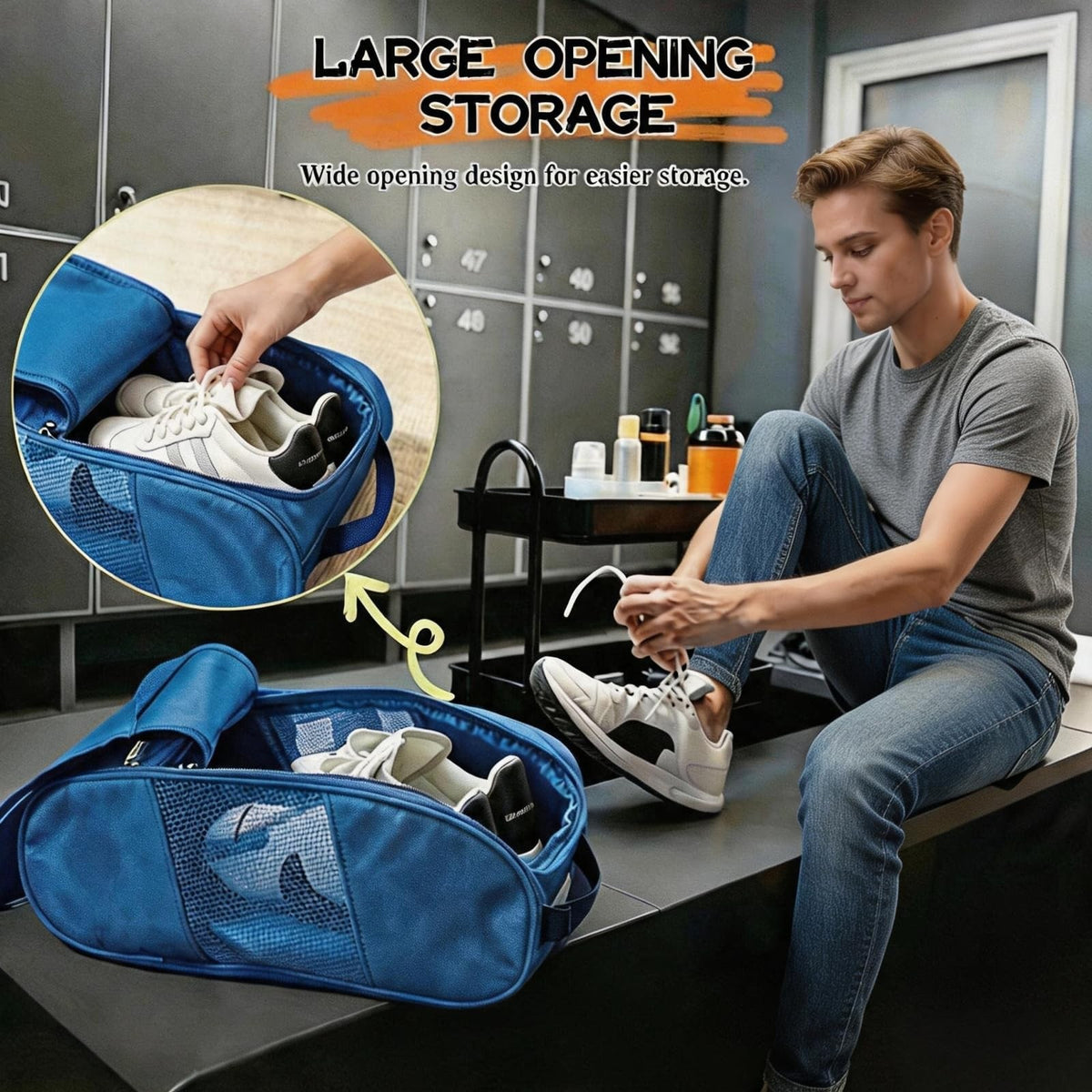 Waterproof Mesh Golf Shoe Bag with Zipper and Ventilation