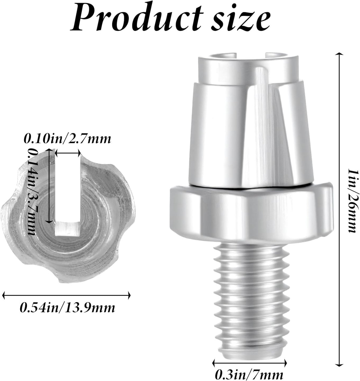 Bike Brake Lever Adjuster Screws Set - Aluminum, M7 Thread, Black & Silver