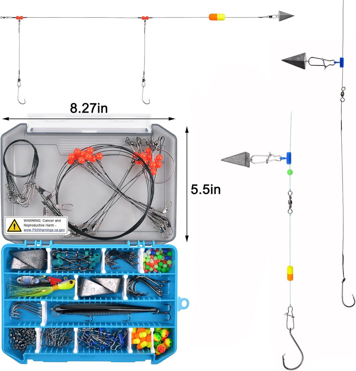 Saltwater Surf Fishing Tackle Kit 158pcs with Lures Hooks & Weights