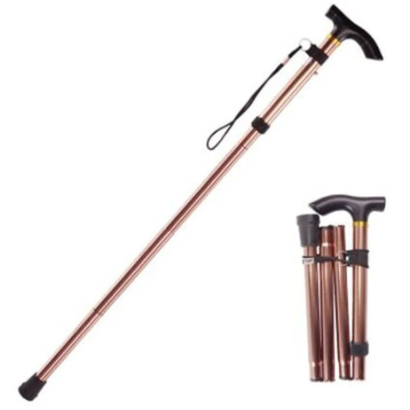 Adjustable Collapsible Aluminum Walking Cane - Folding Travel Stick with Rubber Tip