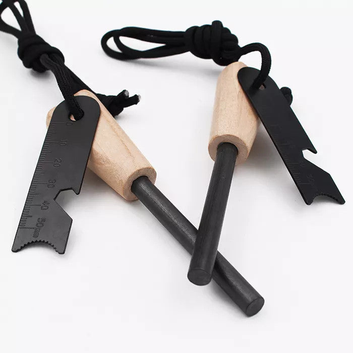 2-Piece Fire Starter Kit with Ferro Rod & Steel Scraper for Camping Outdoors