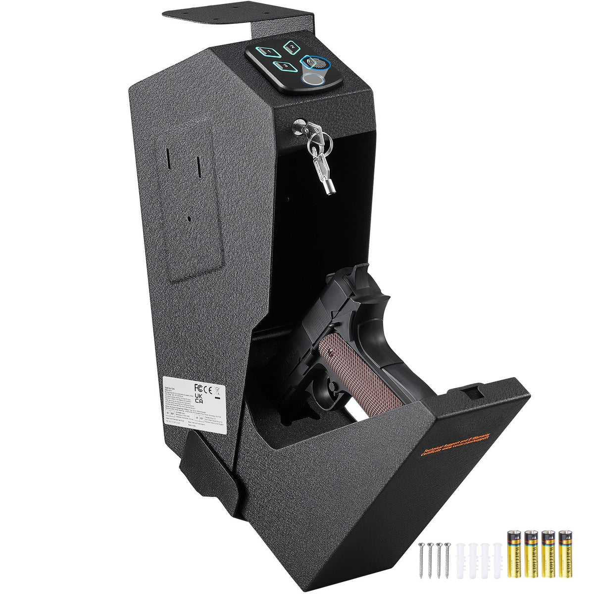Biometric Gun Safe for Pistols with Key and Password Access — Secure & Quick Locking
