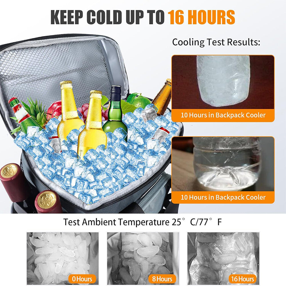 20L Heavy Duty Insulated Cooler Backpack Waterproof Leakproof Outdoor Lunch Bag