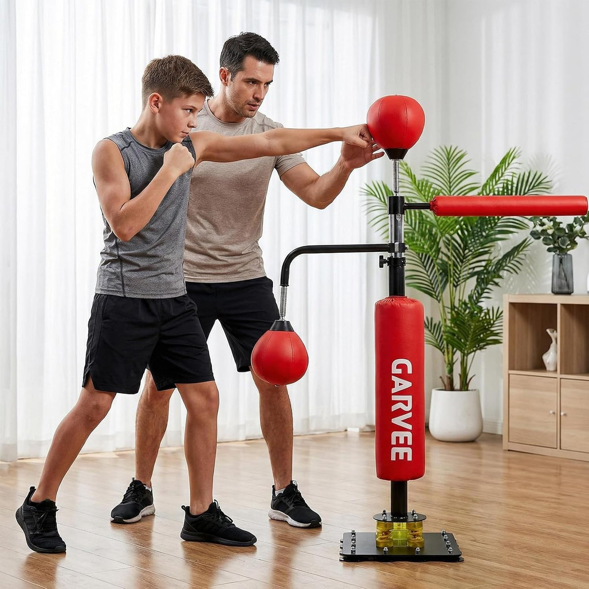 Standing Punching Bag with Adjustable Height and Speed Balls for Boxing & MMA Training