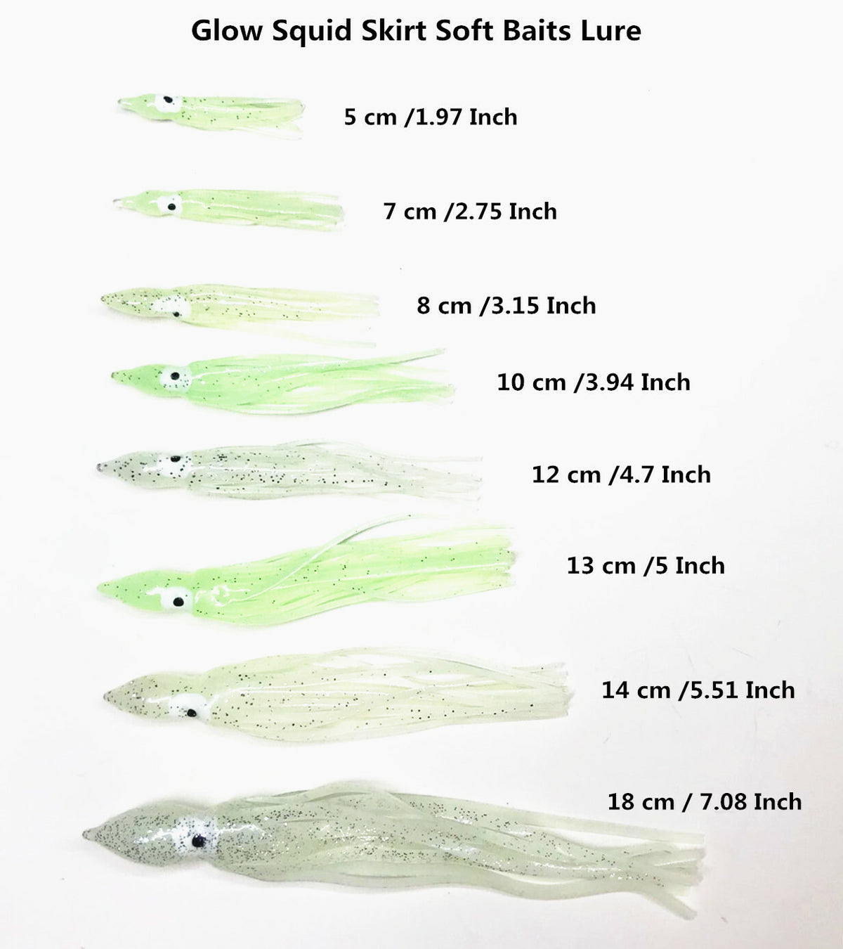 Glow Fishing Lures Squid Skirts Set Soft Baits for Saltwater & Freshwater Fishing