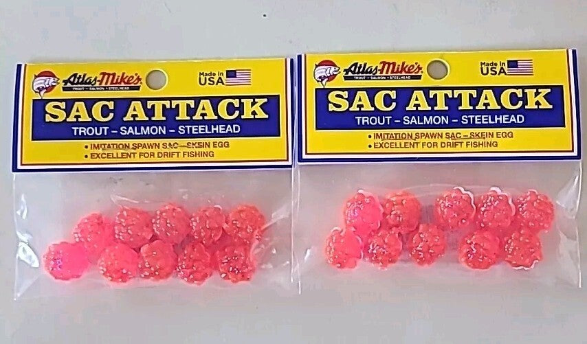 Pink Imitation Spawn Sacs for Freshwater Fishing - Lot of 2