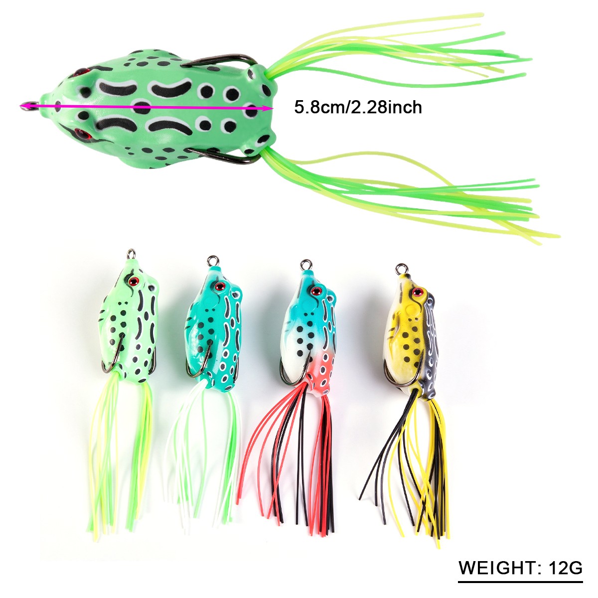 Large Topwater Frog Fishing Lures Set of 1-5 for Bass Saltwater & Freshwater