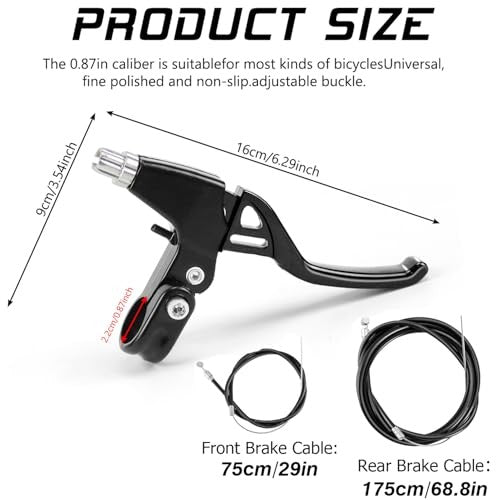 Bike Brake Set with C Calipers, Cables, Levers & Pads - Front & Rear