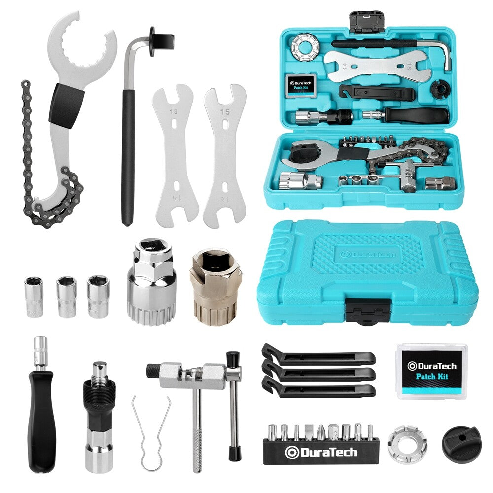 31-Piece Bicycle Repair Kit with Storage Box - Compatible with Most Bikes