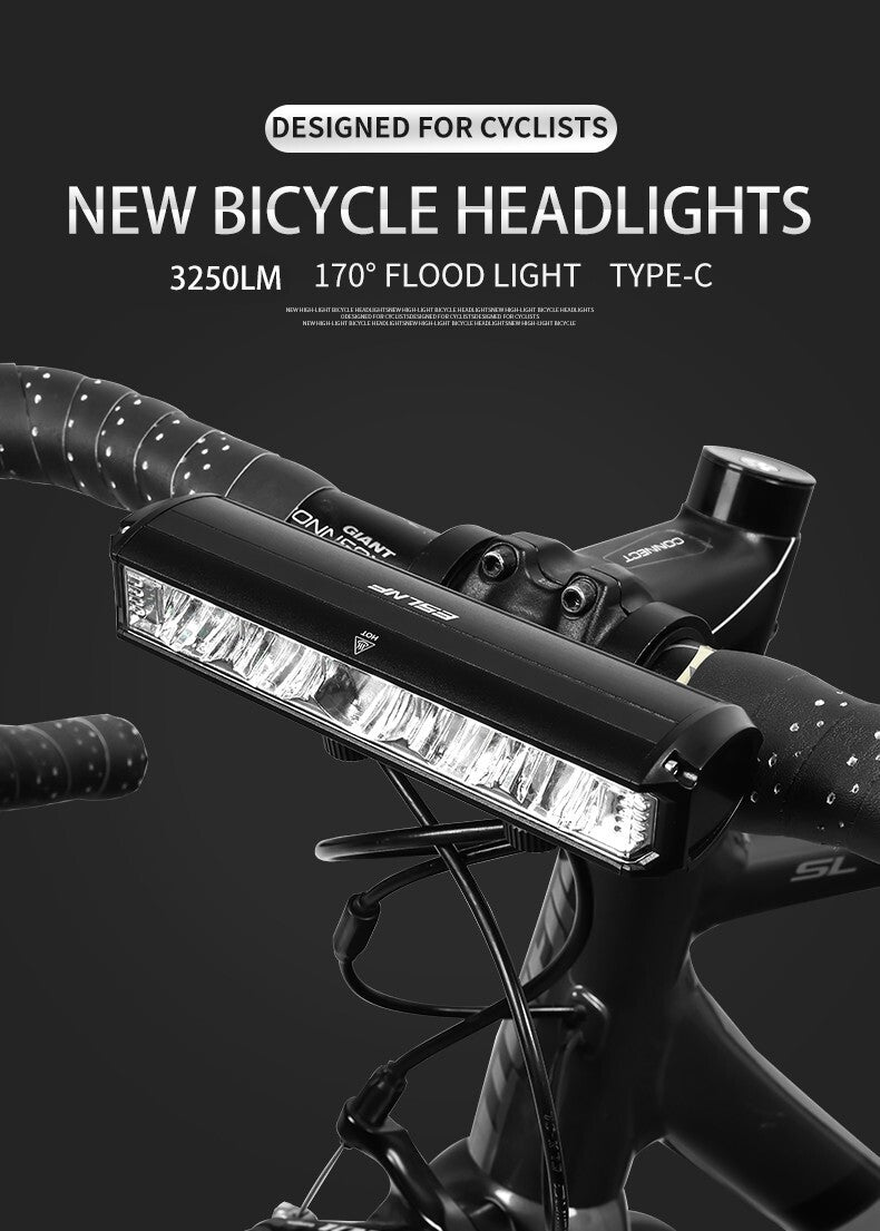 High-Power Bicycle Front Light 3250 Lumens USB Rechargeable 8000mAh