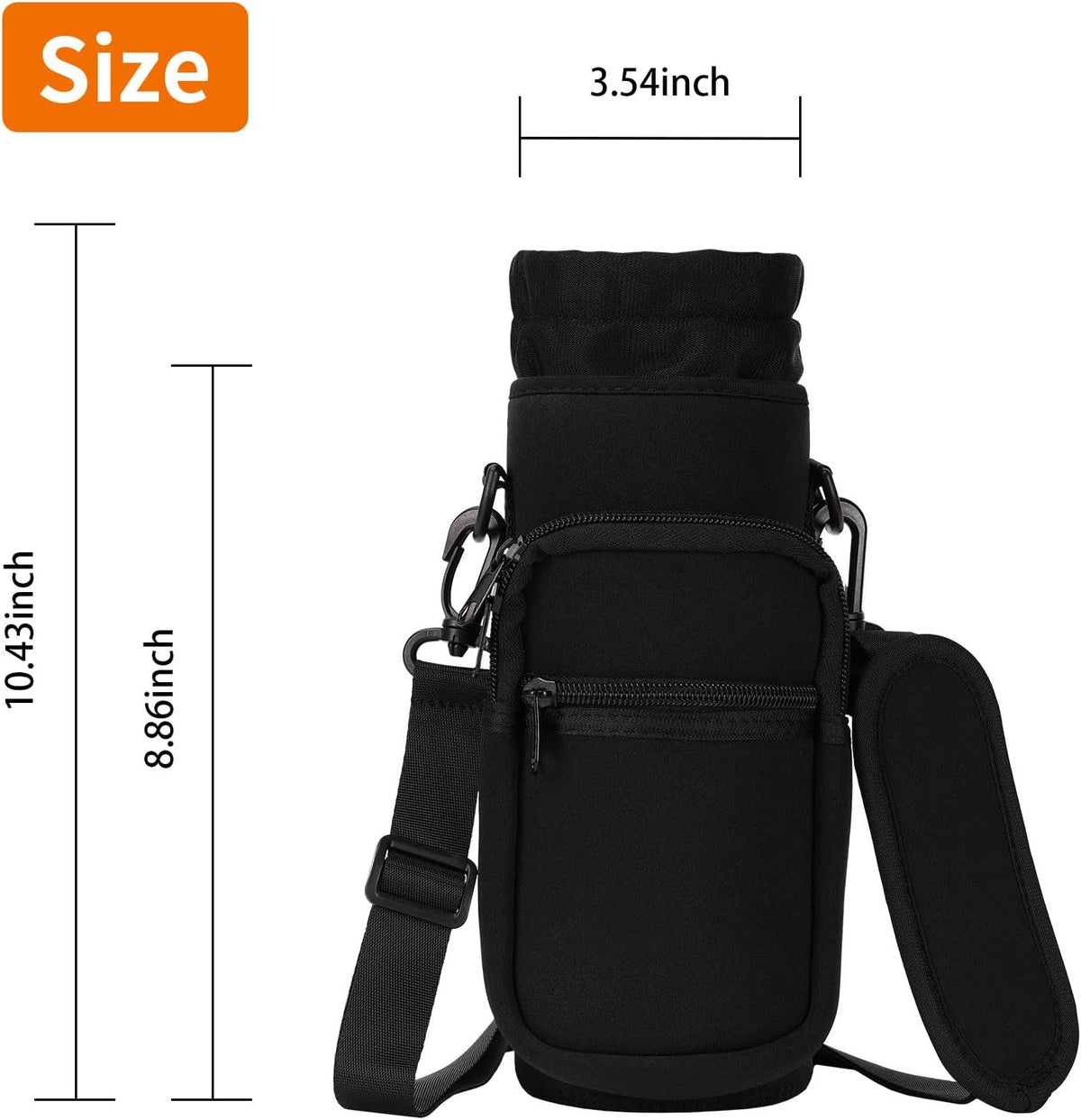 Insulated Water Bottle Carrier Bag 16-40 Oz Neoprene Sling with Pockets