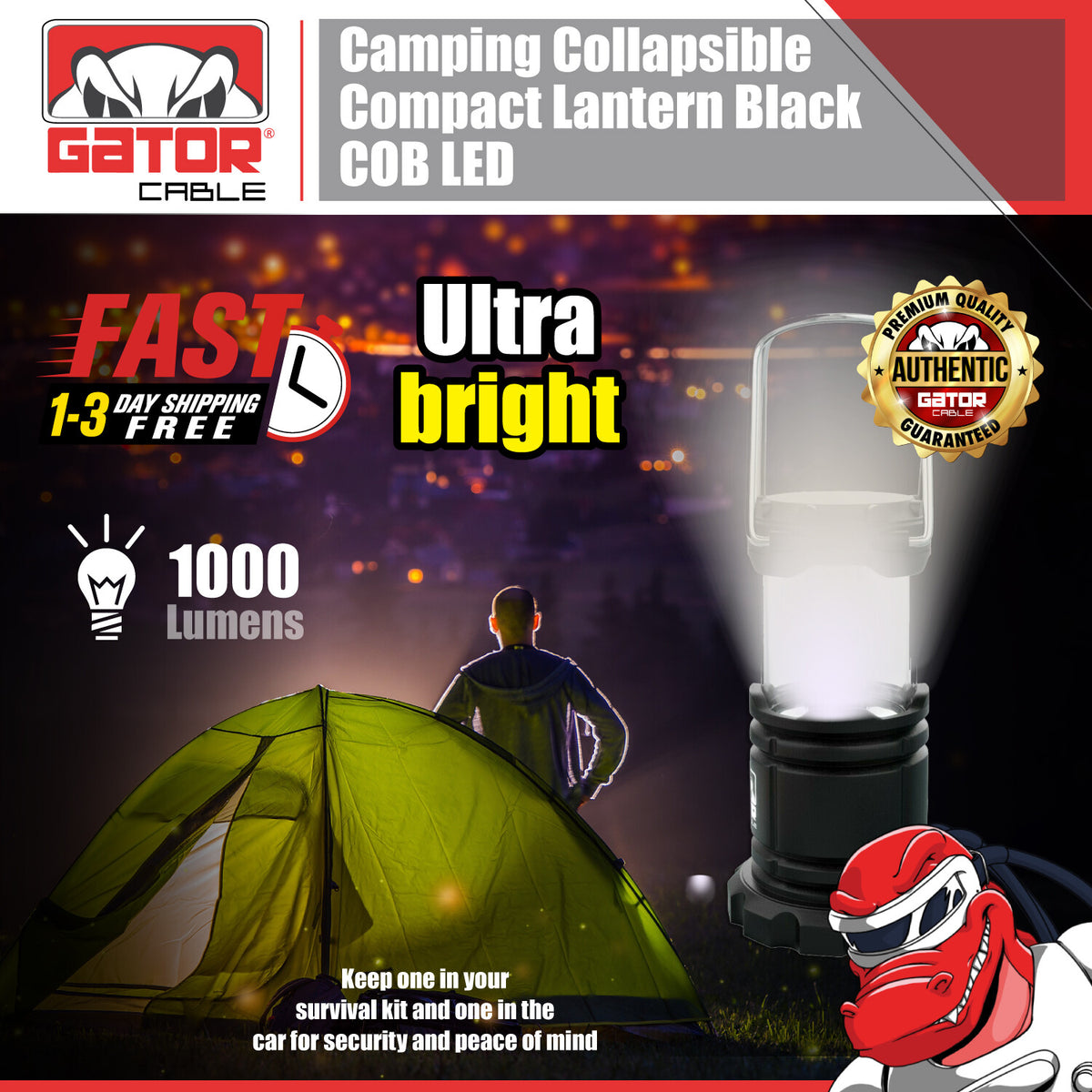 Portable Camping LED Lantern Set 2 Pack Bright Hurricane Light Battery Powered