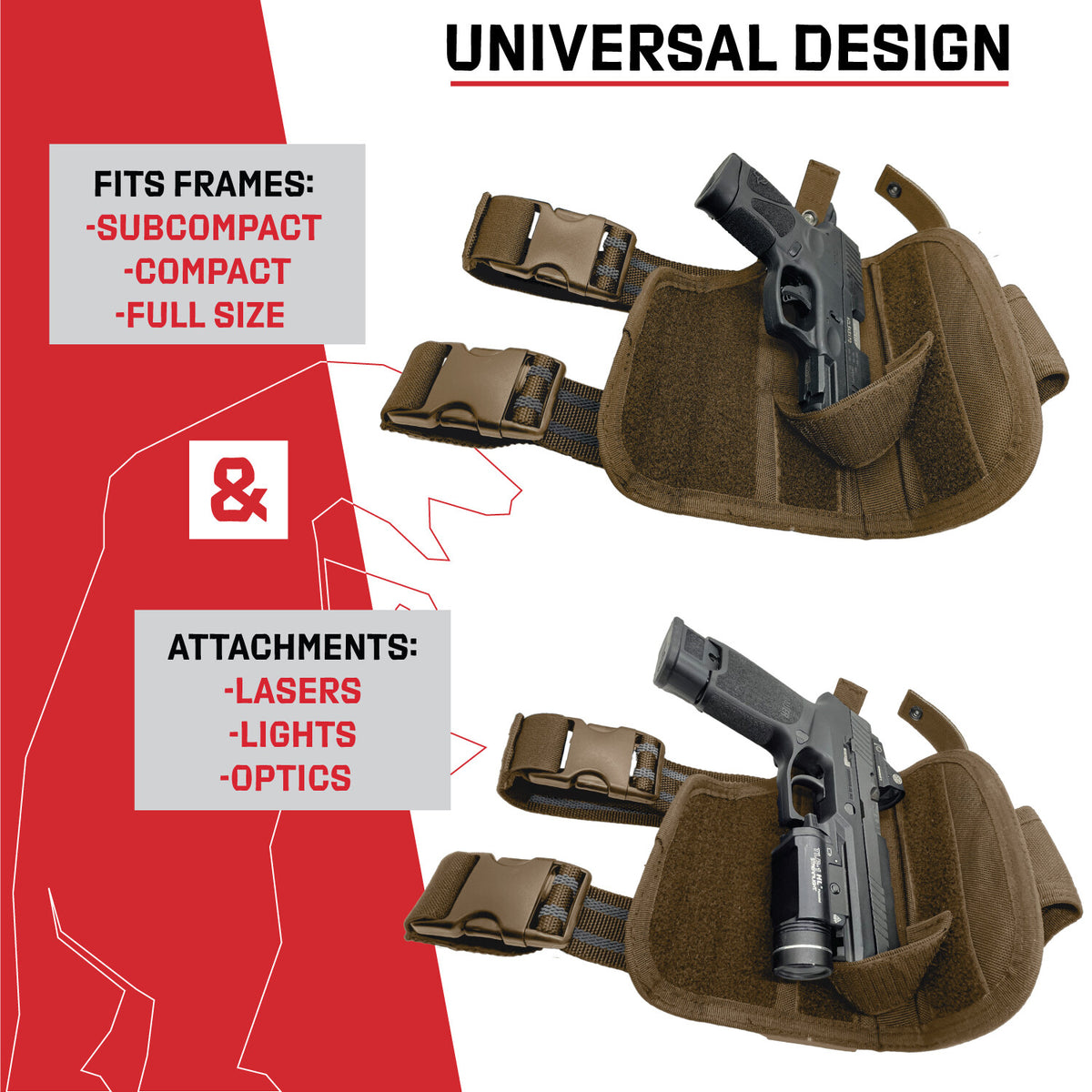 Universal Drop Leg Holster with Adjustable Thigh Gun Holder for Any Pistol