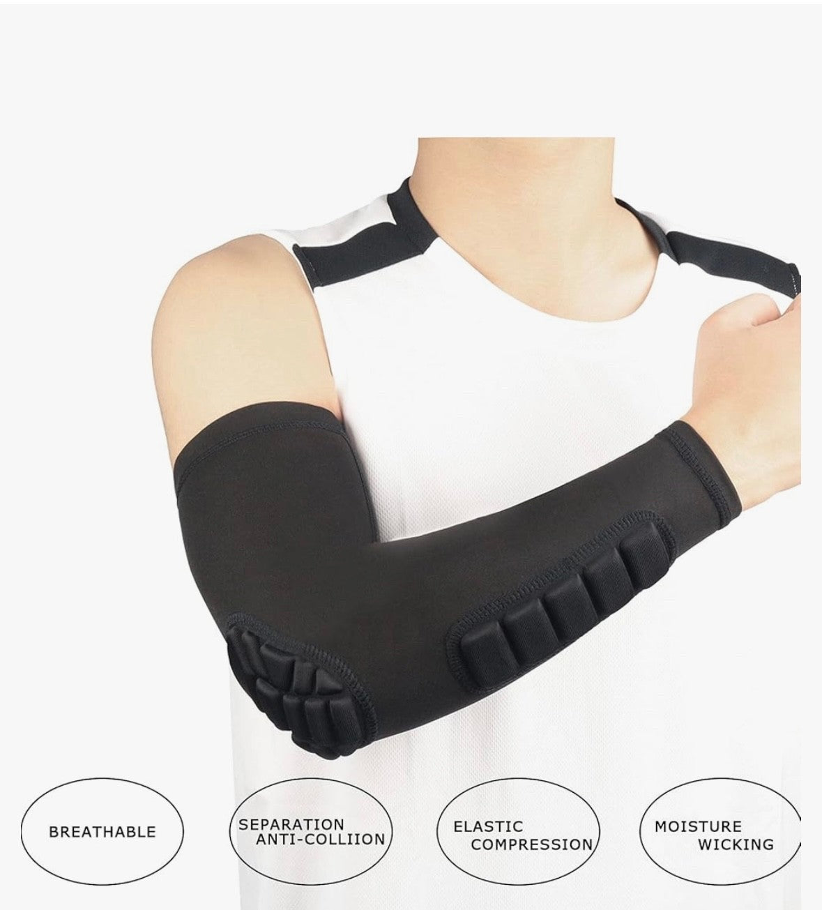 Hobrave Padded Elbow & Forearm Sleeves 2 Pack for Impact Protection - XL Black