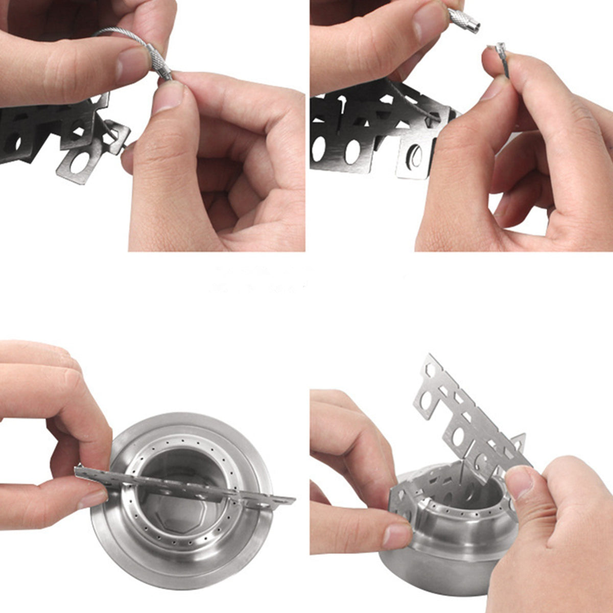 Mini Stainless Steel Camping Alcohol Stove with Cross Stand - Lightweight & Portable