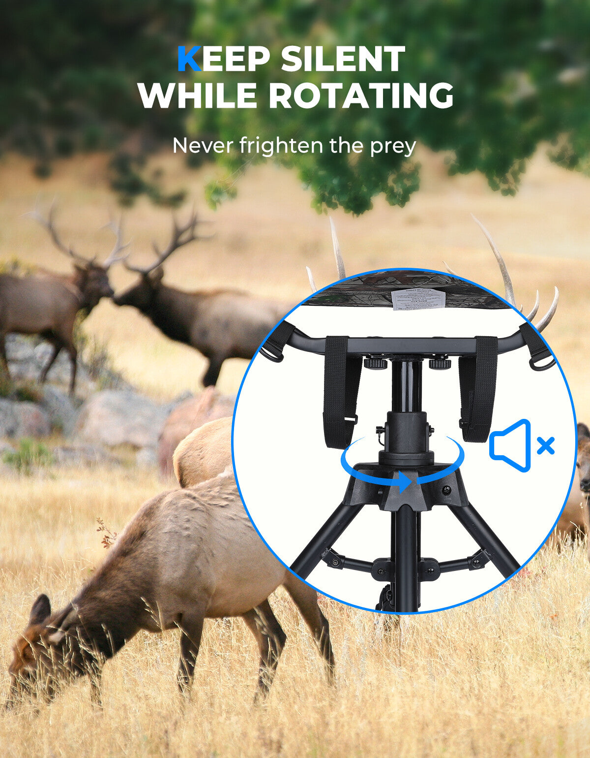 Camping & Hunting Chair 360° Swivel Foldable Adjustable Height Outdoor Seat