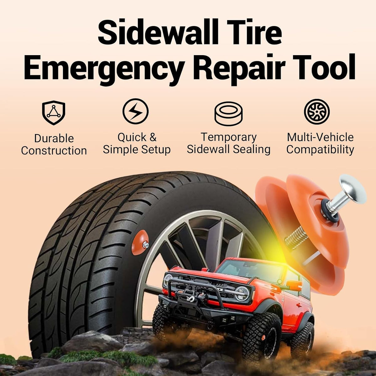 Sidewall Tire Repair Kit for Off-Road Vehicles - Portable Emergency Plug Set