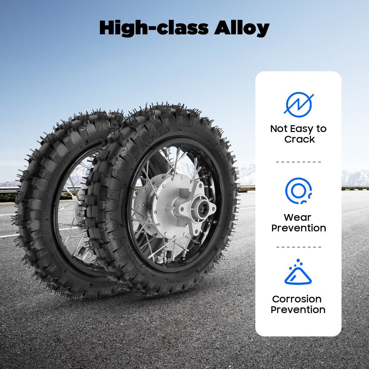 2.5-10 Motorcycle Wheel Set with Chain Sprocket for Motocross & Dirt Bikes