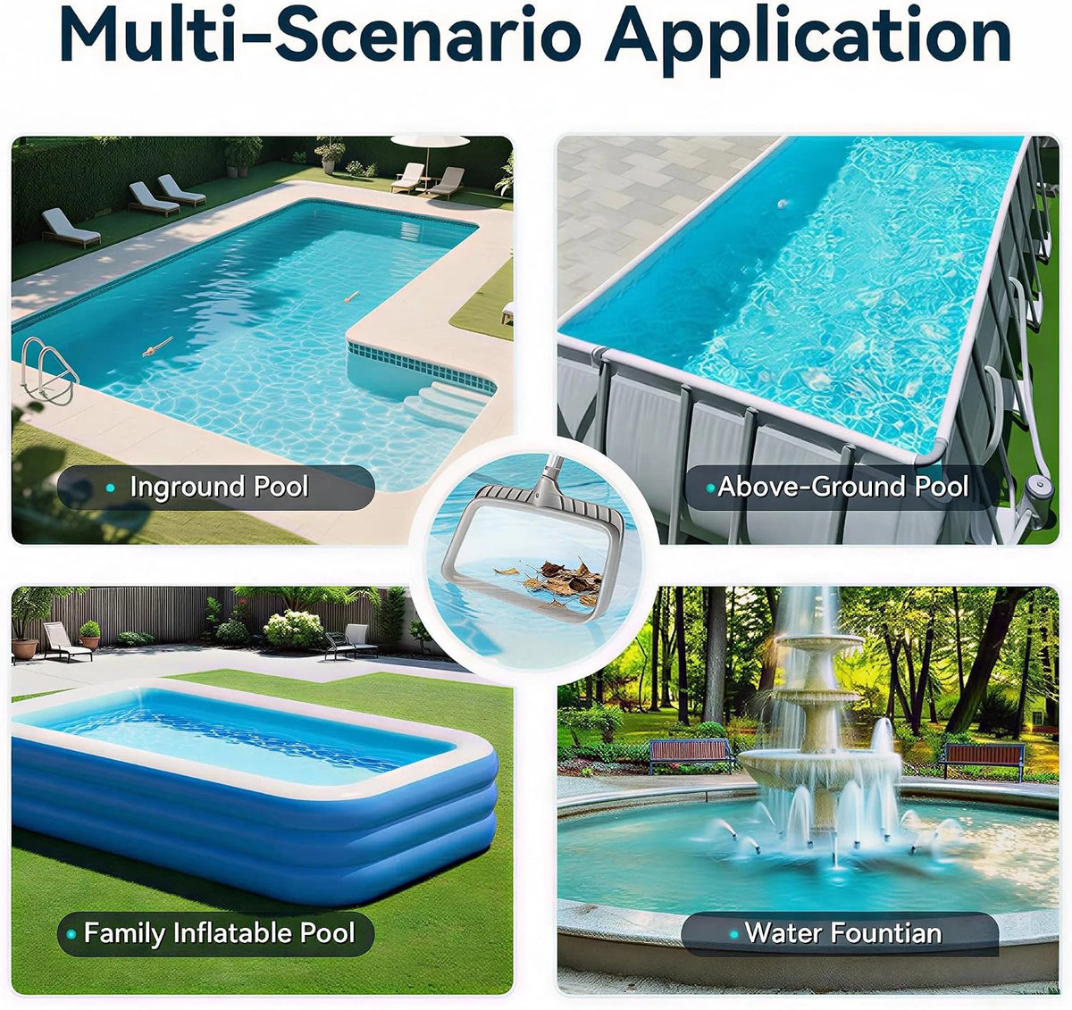 Heavy-Duty Pool Skimmer Net with Fine Mesh Deep Bag - No Pole