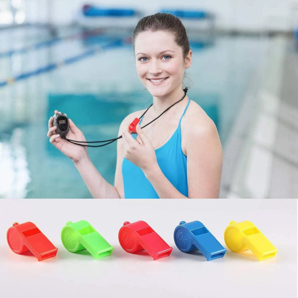 Bulk Plastic Sports Whistles with Lanyard - 72 Pack Loud Safety Noisemakers
