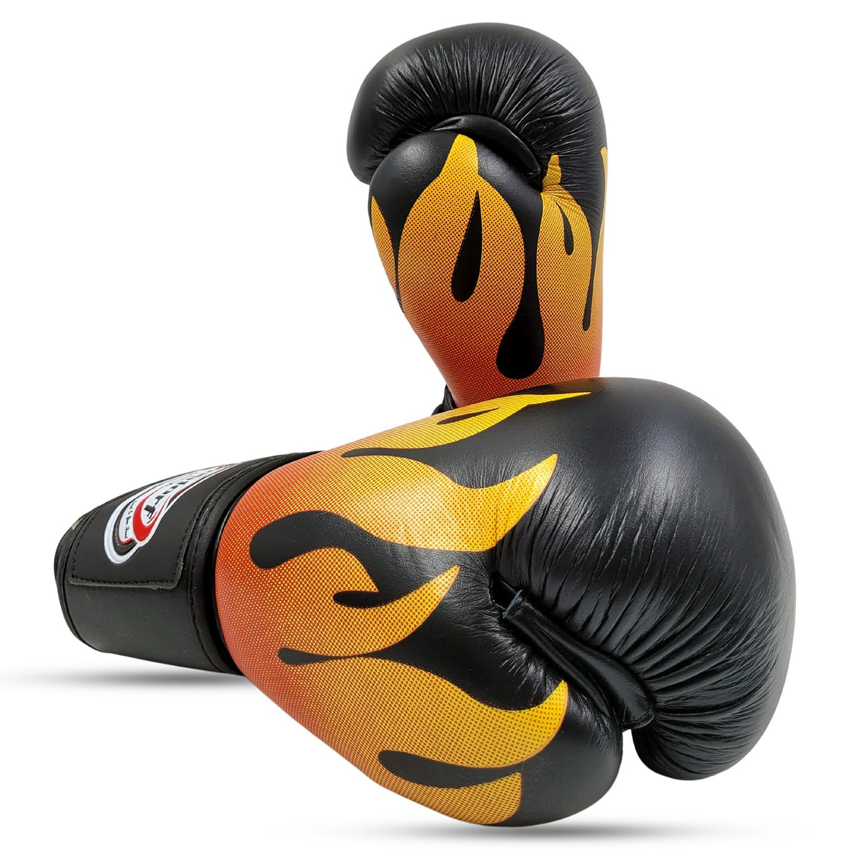 Genuine Leather Boxing Gloves MMA Sparring Gloves with Flame Design - Unisex