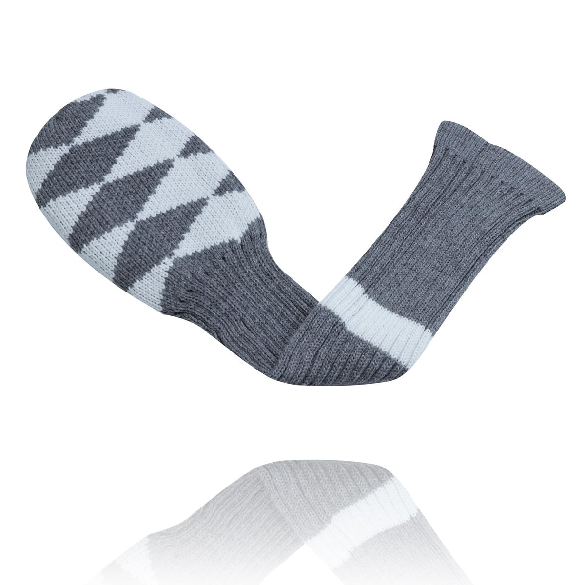 Knitted Golf Club Headcovers for Woods and Hybrids - Gray White Plaid