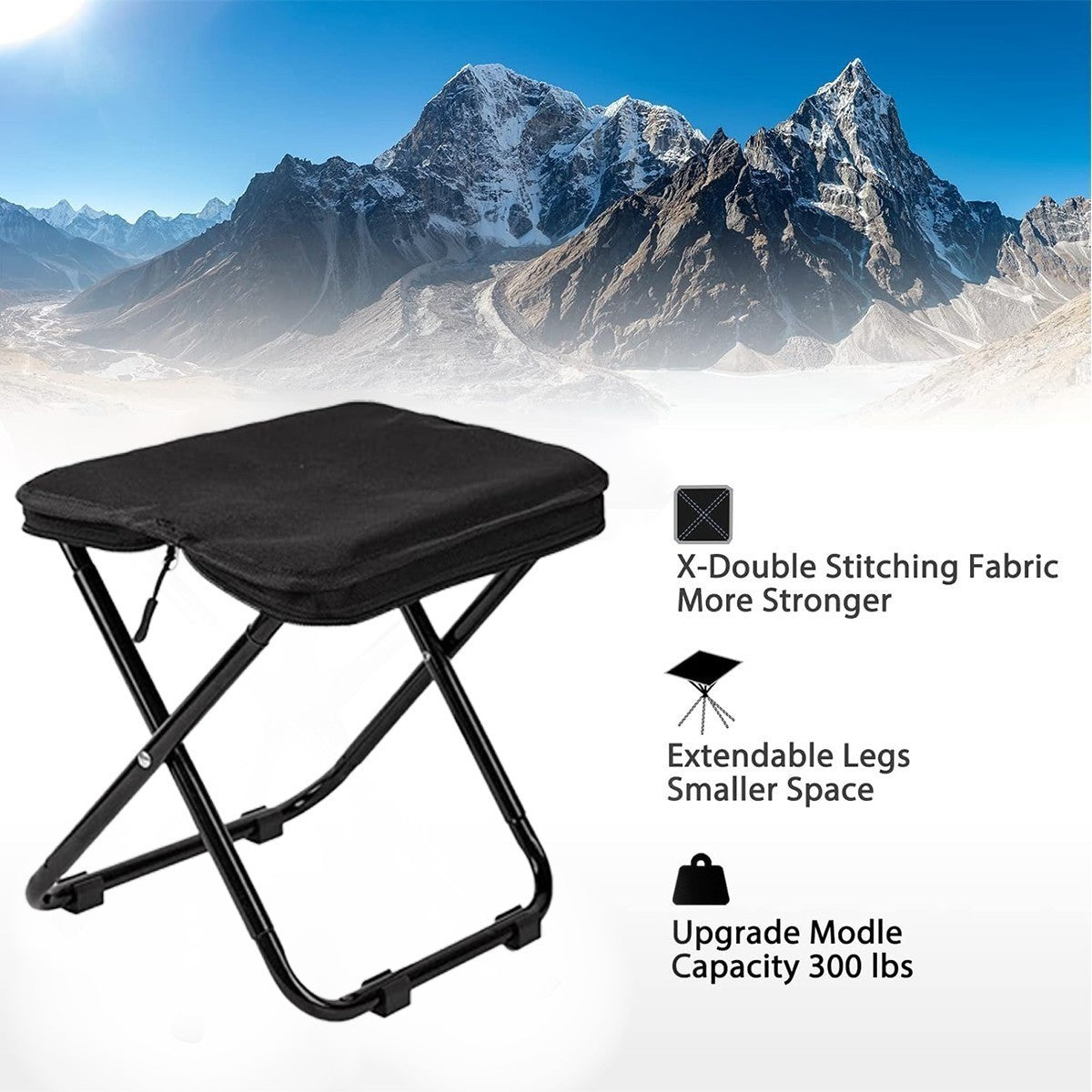 Portable Folding Camping Stool for Adults, Lightweight Hiking & Fishing Seat