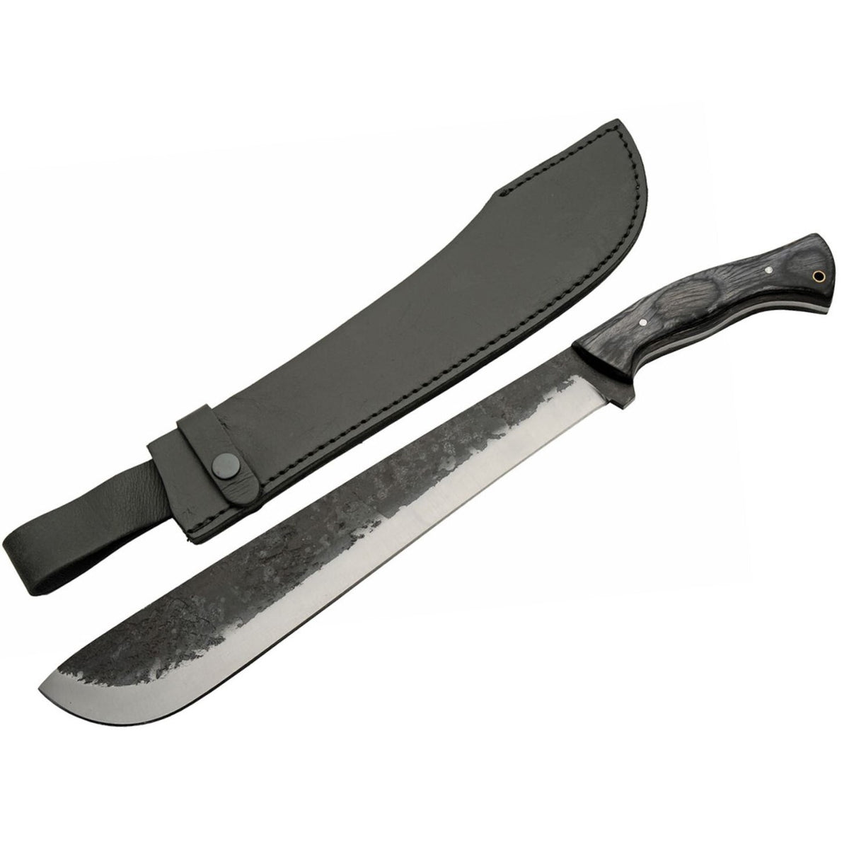 18-Inch High Carbon Steel Machete with Leather Sheath - Full Tang Outdoor Tool