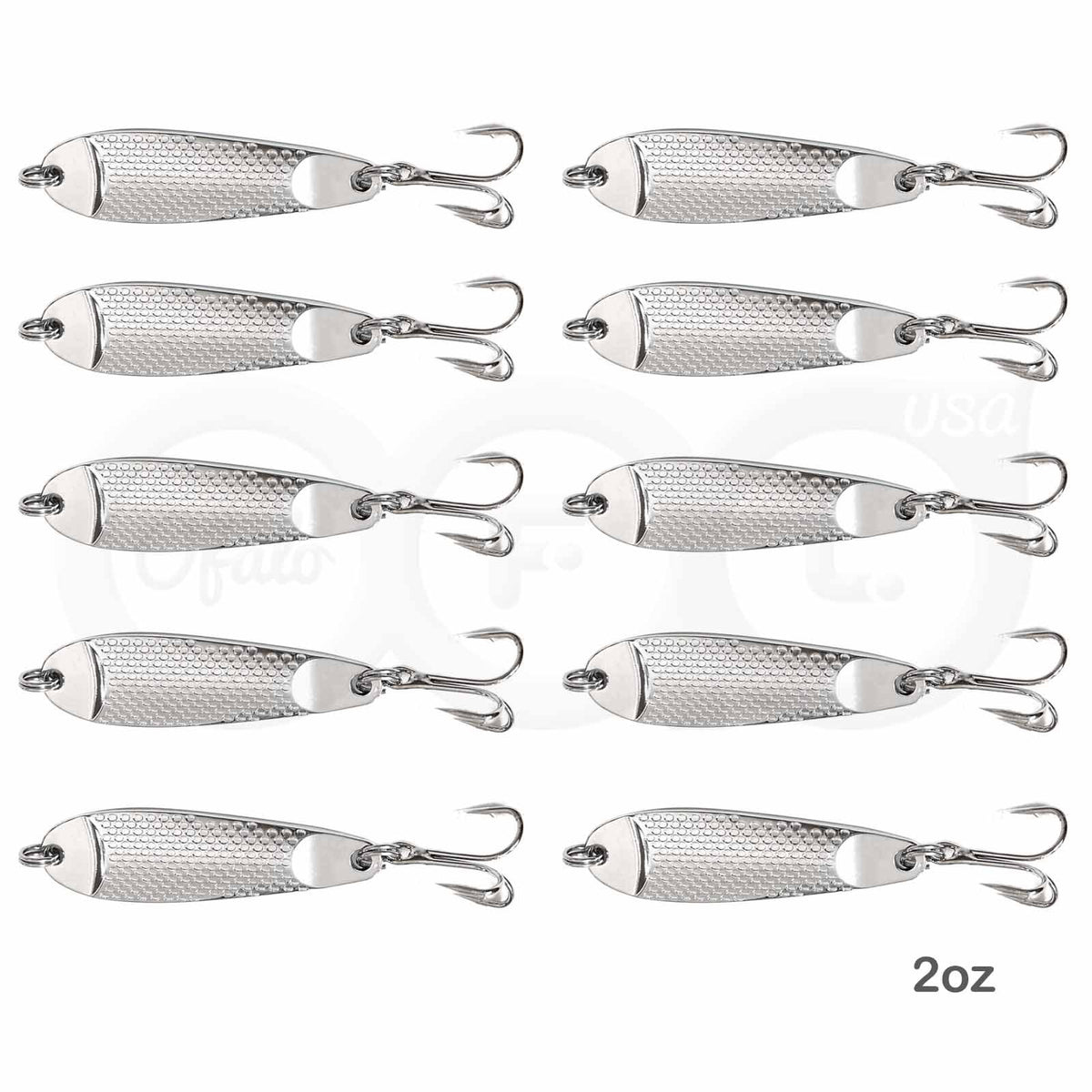 Fishing Spoons 2oz Hammered Silver Jig Lures for Saltwater & Freshwater