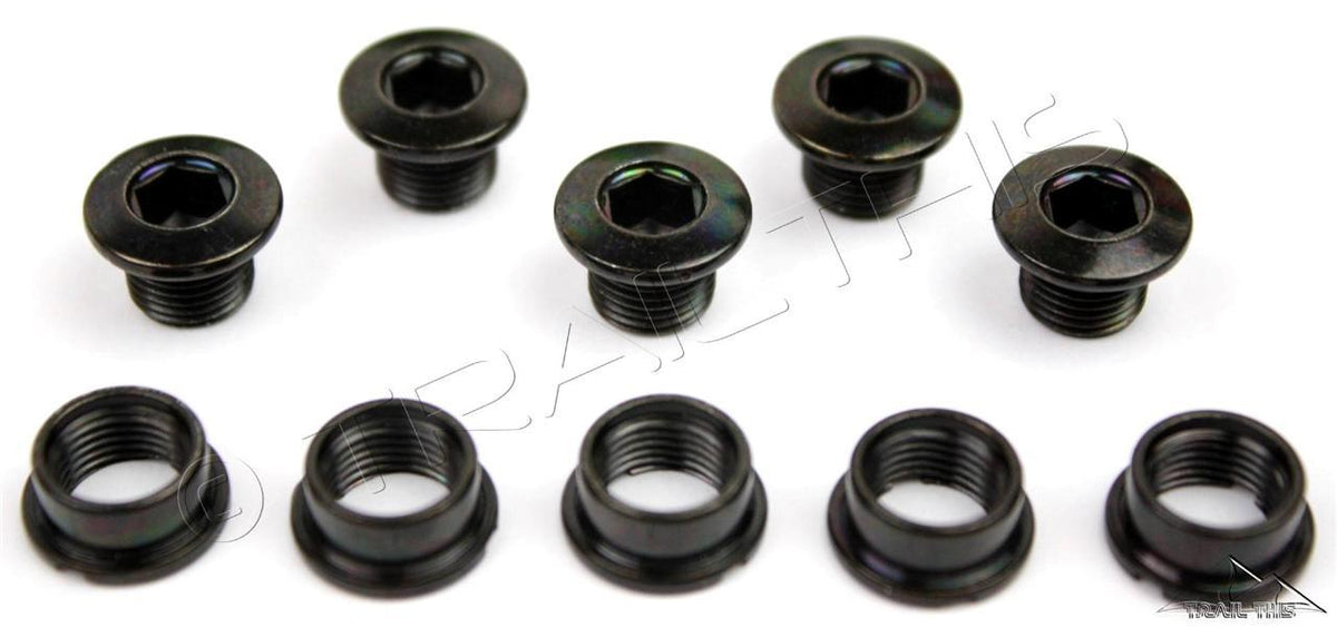 Bicycle Chainring Bolts Set - Steel Single-Speed BMX Track Fixings, Black