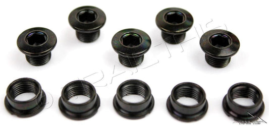 Bicycle Chainring Bolts Set - Steel Single-Speed BMX Track Fixings, Black