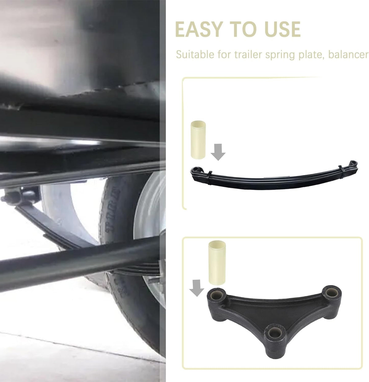 8PCS Trailer Leaf Spring Bushings Kit with 9/16 Inch ID for Suspension Adjustment