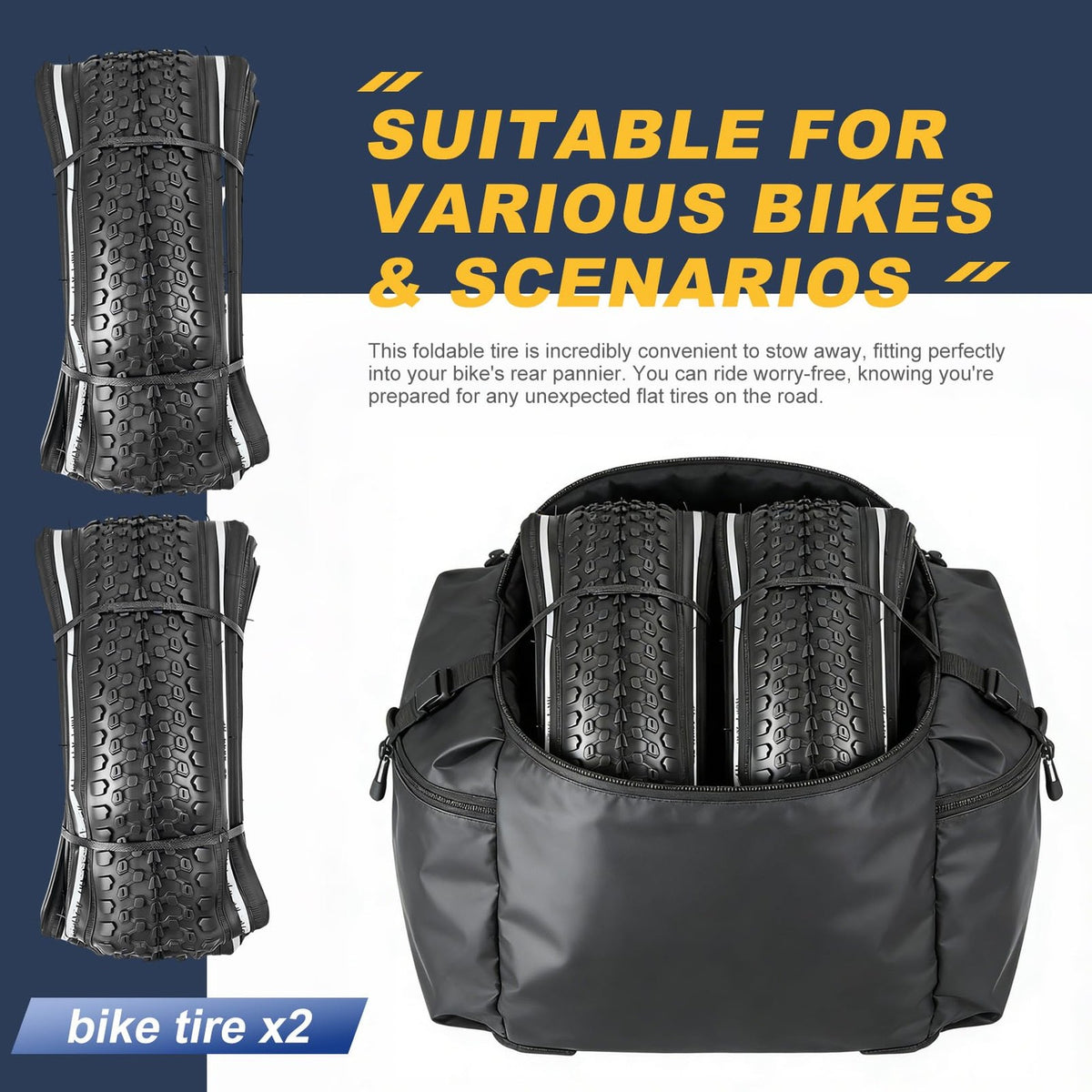 26x2.125 Bike Tire Set - Anti-Stab Reflective Mountain & City Tires
