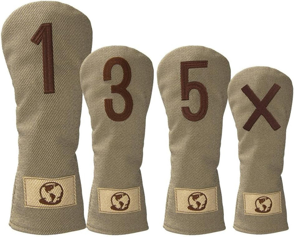 Golf Club Head Covers Set of 4 for Drivers Fairways Hybrids Leather Protection