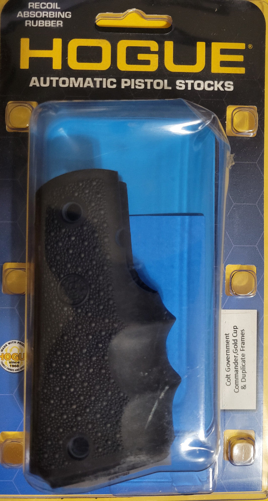 1911 Full Size Rubber Grip with Finger Grooves for Pistol - Black