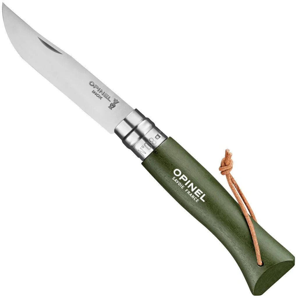 Opinel No. 8 Folding Knife with Stainless Steel Blade and Wooden Handle
