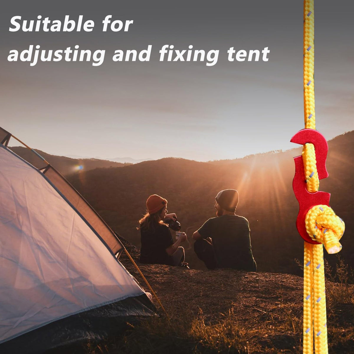 30 Pcs Aluminum Alloy Guyline Tensioners for Tent Ropes Camping Gear