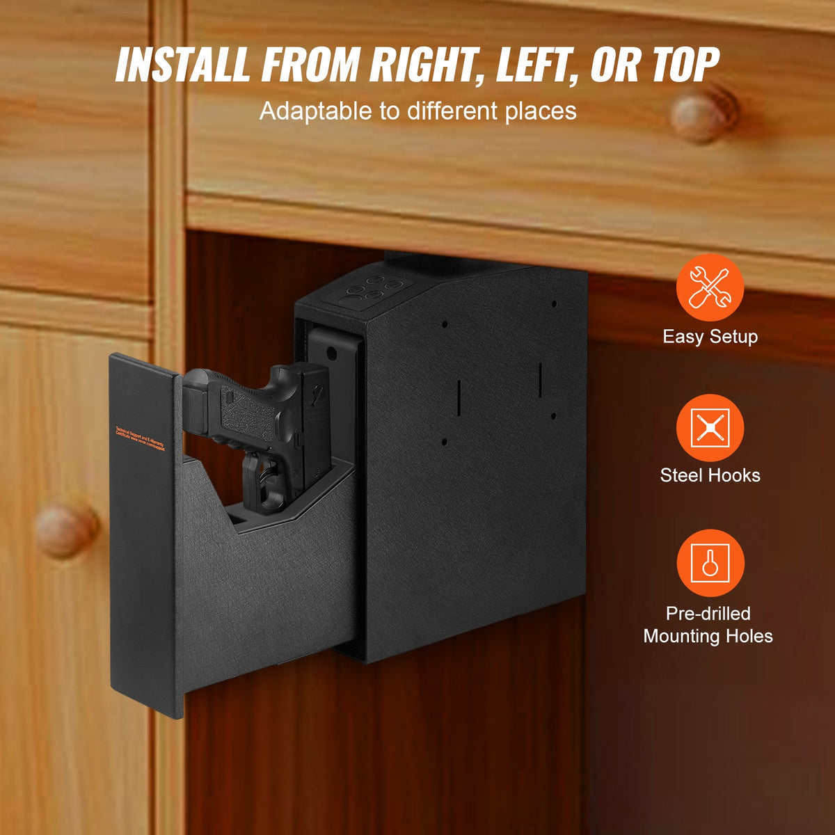 Biometric Gun Safe for Pistols with Key & Password Lock, Quick Access