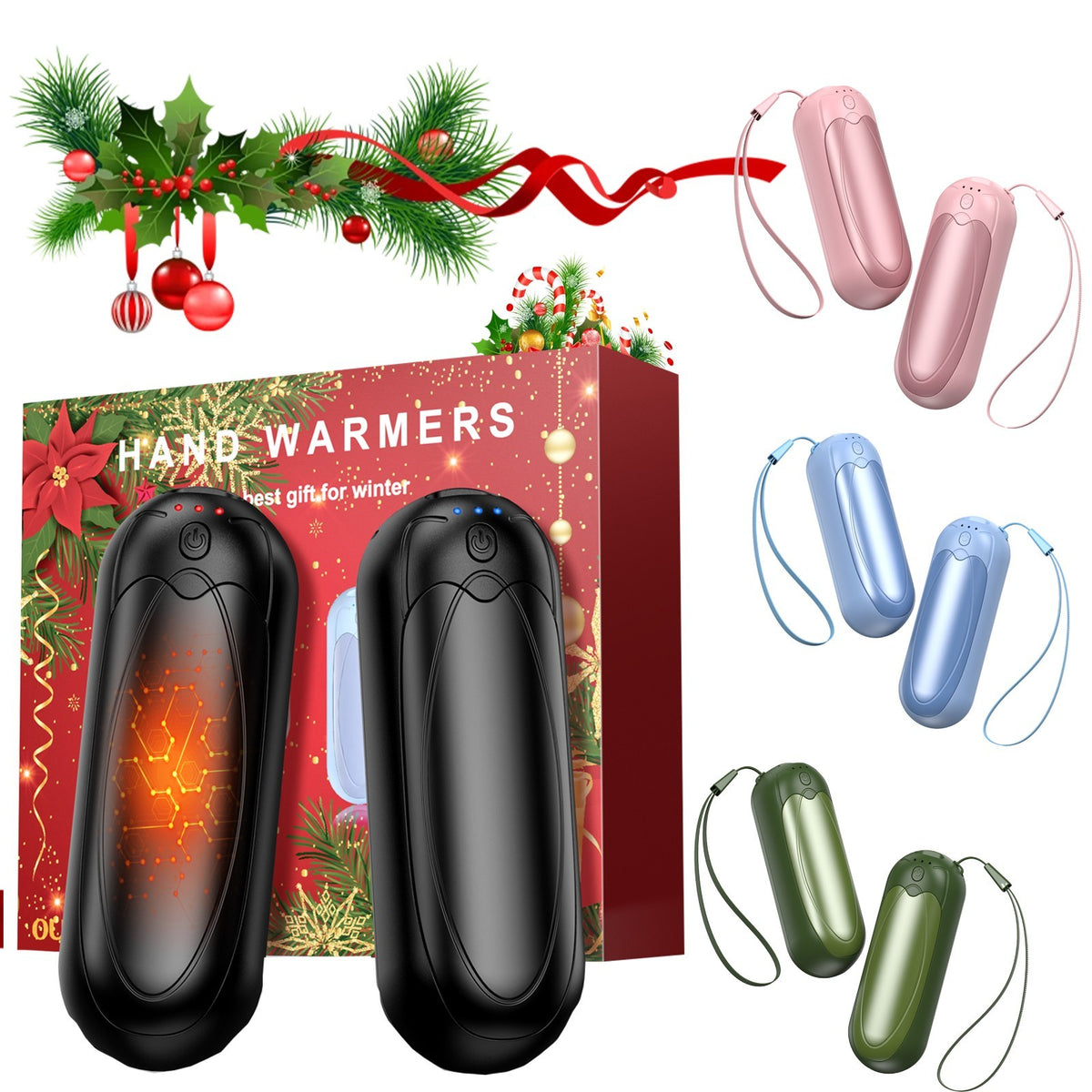 Rechargeable Hand Warmers 2 Pack with 3 Heat Levels, Portable USB 4000mAh