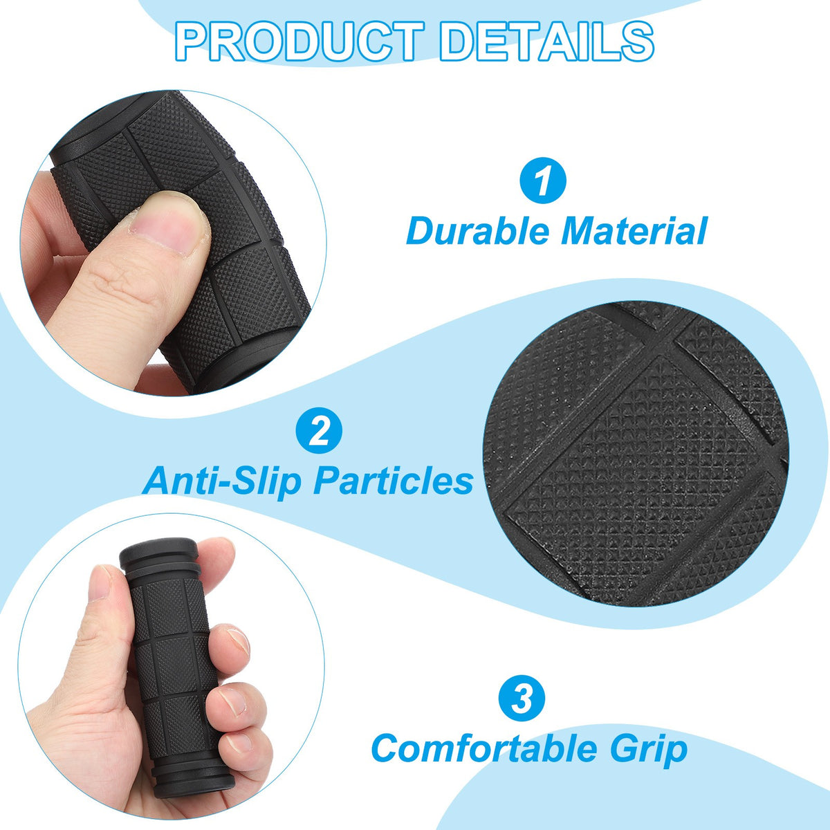 Non-Slip Bike Handlebar Grips 2-Pack for Mountain, Road, Cruiser & BMX Bikes