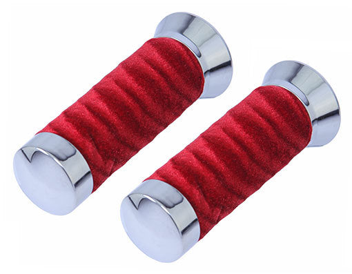 Lowrider Velour Handlebar Grips with Chrome or Gold Caps for Custom Bikes